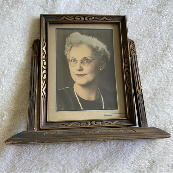 Vintage Accents Vintage Art Deco Wood Swing Frame Brown Gold